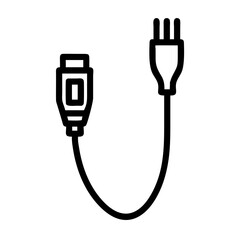 an illustrated black power cable, a necessary connection for various devices