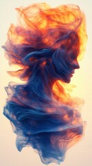 Poster - Abstract profile of a woman formed by colorful swirling smoke