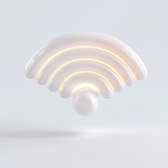 Poster - Minimalist White Wi-Fi Icon with Soft Glow, Representing Modern Connectivity and Wireless Technology Access