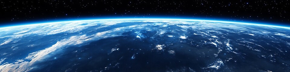 Wall Mural - a cosmic view of a planet's surface with a large area for text