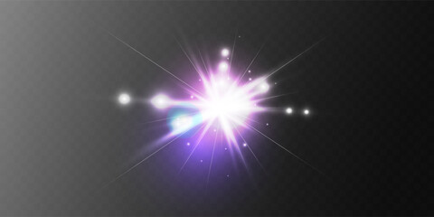 Wall Mural - bright sun shines with warm rays, vector illustration glow gold star on a transparent background. fl