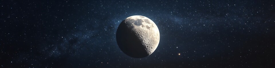 Wall Mural - a dark, starry night with a glowing moon and a smooth area for text