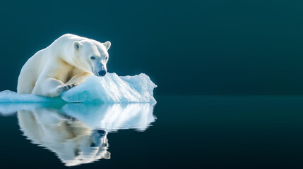 Wall Mural - polar bear lounging on shrinking arctic ice, highlighting environmental impact of global climate shi