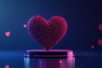 Wall Mural - heart made of glitter is on a table