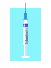 Poster - Design of a medical syringe with clear markings and a blue background for educational purposes in a healthcare setting. Generative AI