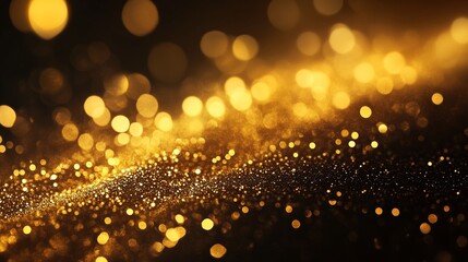 Wall Mural - golden background with bokeh. a beautiful scene of golden lighting and sparkles. black and white bac