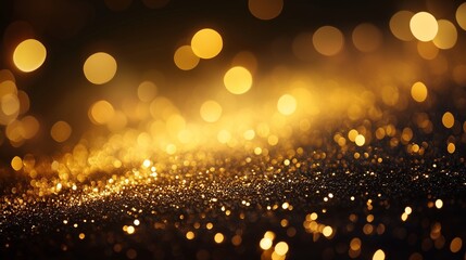 Wall Mural - golden background with bokeh. a beautiful scene of golden lighting and sparkles. black and white bac