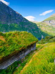 Wall Mural - geiranger fjord, norway. nature in fjords. traveling on a norwegian fjord. scandinavia. traditional 