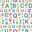 © setan cell - Colorful alphabet letters seamless pattern on notebook background.