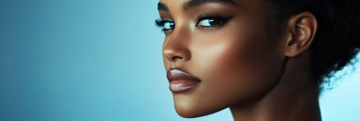 Poster - Elegant fashion portrait highlighting smooth skin and artistic lighting techniques in modern beauty photography. Generative AI
