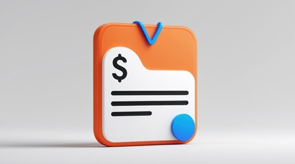 3D Render of an Invoice or Receipt Icon