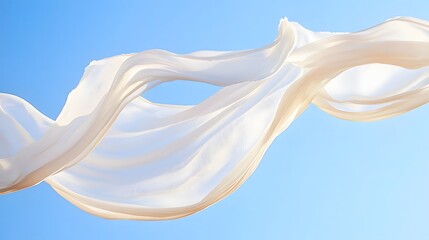 Fototapete - Flowing Linen Under Serene Blue Sky Exuding Freshness and Purity