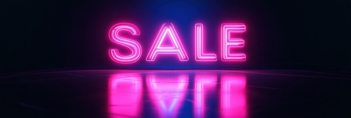 Aufkleber - Bright glowing sale sign on dark background enhances shopping excitement during promotional event. Generative AI