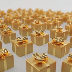 Wall Mural - multiple gold gift boxes, elegant and luxurious presents