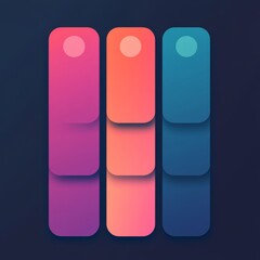 Poster - Abstract Gradient Panel Design with Rounded Edges and Circle Accents on a Dark Background