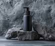 © CreativeUniverse - Men's black facial cleanser rock spray