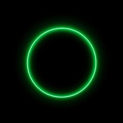 Wall Mural - generative ai green neon circle on black background neon circle green light black background glowing