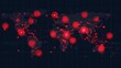 © malayeka - Global network security threat, red alert on world map.
