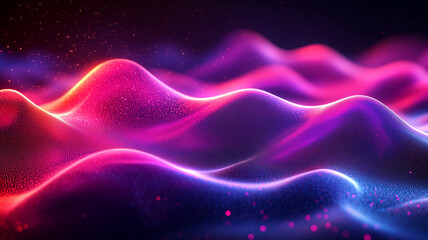Wall Mural - abstract digital waves with glowing purple and shimmering particles