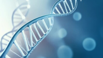 Dynamic helix movement depicting dna strand evolution in blue abstract background