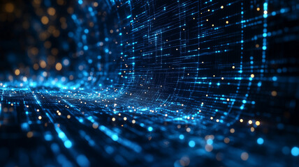 Wall Mural - abstract digital waves with glowing and shimmering particles