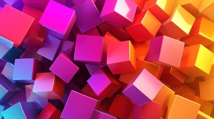 Poster - Vibrant colorful cubes background.