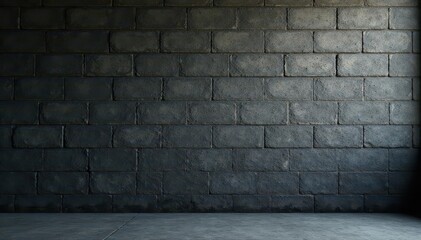 Wall Mural - Massive, soot-stained cinderblock wall, coarse surface , black, architecture