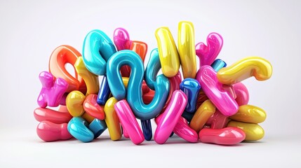 Poster - Colorful glossy abstract shapes, 3D render.