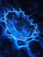Aufkleber - Glowing gas bubbles create mesmerizing patterns beneath the surface in deep ocean waters during twilight hours. Generative AI