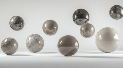 Wall Mural - an elegant arrangement of floating ceramic and metal spheres, carefully positioned for a perfect sen
