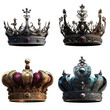 © Brunno - Set crowns royal antique decor isolated on transparent background