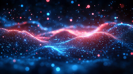 Abstract big data visualization in cyberspace with digital circles and random web fragments, representing information particles in a neural network for a futuristic modern theme