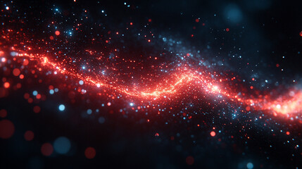 Abstract big data visualization in cyberspace with digital circles and random web fragments, representing information particles in a neural network for a futuristic modern theme