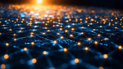 Abstract big data visualization in cyberspace with digital circles and random web fragments, representing information particles in a neural network for a futuristic modern theme