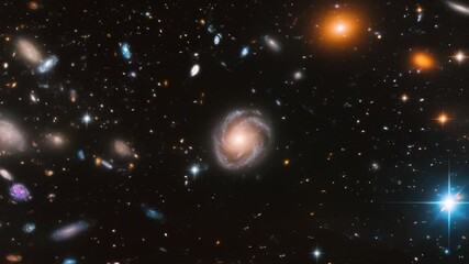 Wall Mural - Awe-Inspiring Celestial Dance: A Deep Field Image of Galaxies