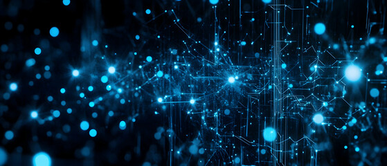 Wall Mural - abstract digital circuitry with glowing blue elements -