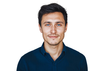 Poster - Close-up portrait of a handsome man, smiling on face, isolated on transparent background