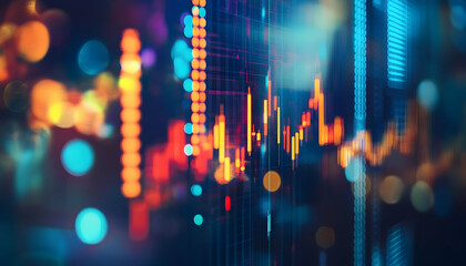 Wall Mural - abstract image of finance and investments with a colorful bokeh effect -