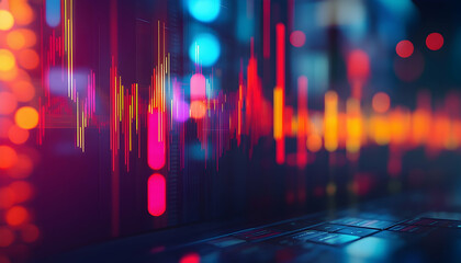 Wall Mural - abstract image of finance and investments with a colorful bokeh effect -