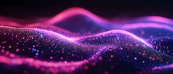 Wall Mural - abstract neon wave lines with glowing bokeh lights, high-speed data transfer concept -