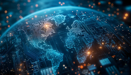 Wall Mural - active world trade and global electronics market concept -
