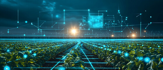 Wall Mural - ai data analysis icons enhancing efficiency in agriculture -