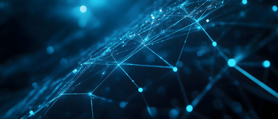 Wall Mural - background with blue triangles for an it company -
