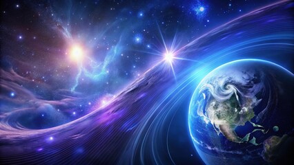 Wall Mural - a celestial tapestry planet earth illuminated by twin stars within a cosmic nebula