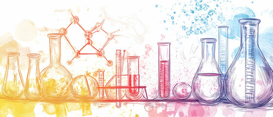 Wall Mural - biotechnology line art style -