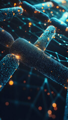 Wall Mural - blockchain network technology concept in a digital landscape -