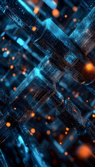 Wall Mural - blockchain technology represented in a digital and futuristic design -