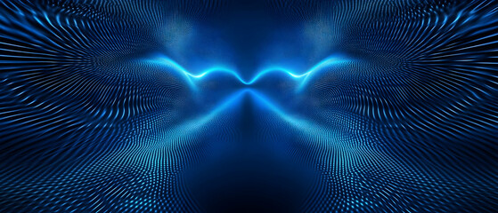 Wall Mural - blue abstract background with a network grid and particles -