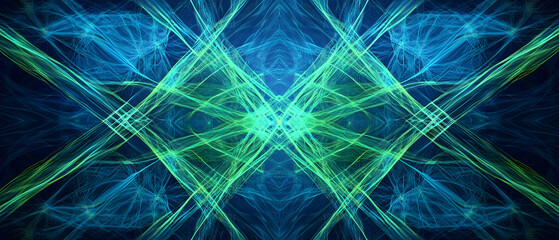Wall Mural - blue and green network lines forming a futuristic design -