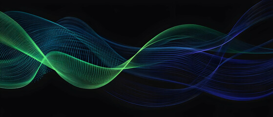 Wall Mural - blue and green network lines forming a futuristic design -